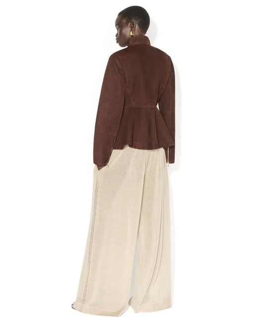 Alaïa Brown Alaia Peplum-Cut Goatskin Suede Jacket