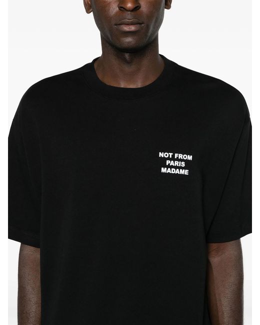 Drole de Monsieur Black T-Shirt Slogan Cotton T-Shirts for men