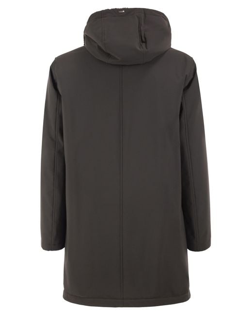 Herno Black Technical Hooded Coat for men