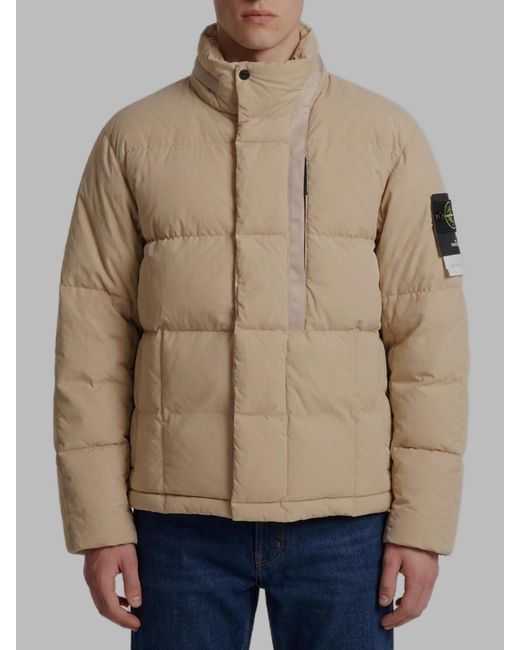 Stone Island Natural Cotton Nylon Canvas Down Jacket for men