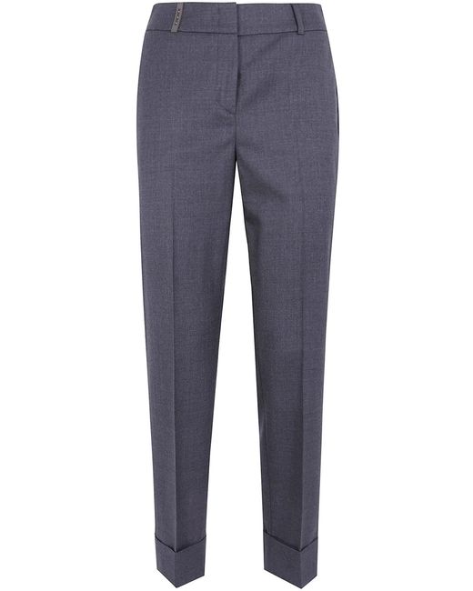 Peserico Blue Regular Waist Trousers