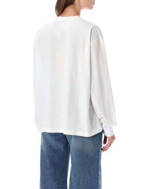 Ganni White Basic Ls Teddy Mushroom