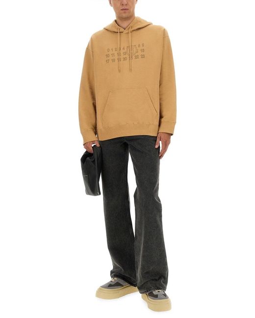 MM6 by Maison Margiela Natural Relaxed-Fit Cotton Hoodie With Unique Graphic Print for men