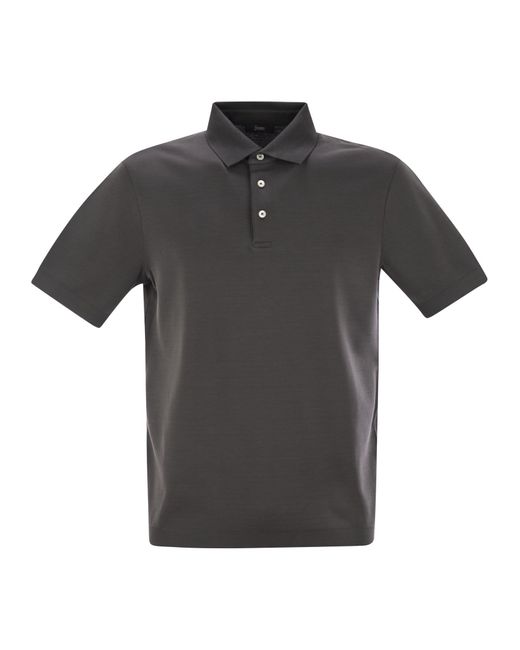 Herno Black Cotton Jersey Polo Shirt for men