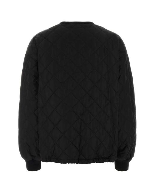 Prada Black Quilted Crew Neck Jacket
