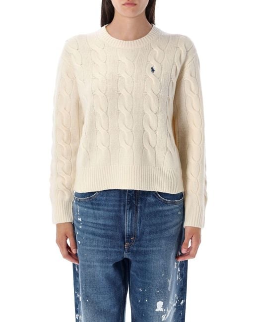 Polo Ralph Lauren Blue Wool And Cashmere Cable-Knit Sweater