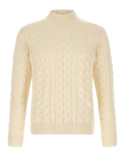 Zanone White Braided Turtleneck Sweater for men