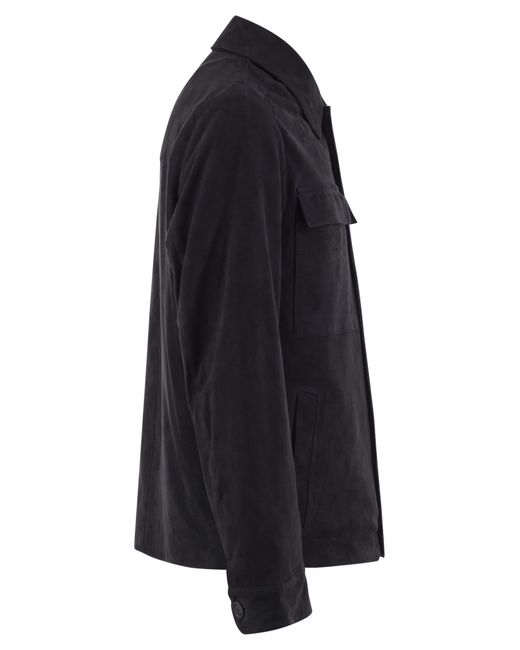 Herno Black Goatskin Suede Jacket for men