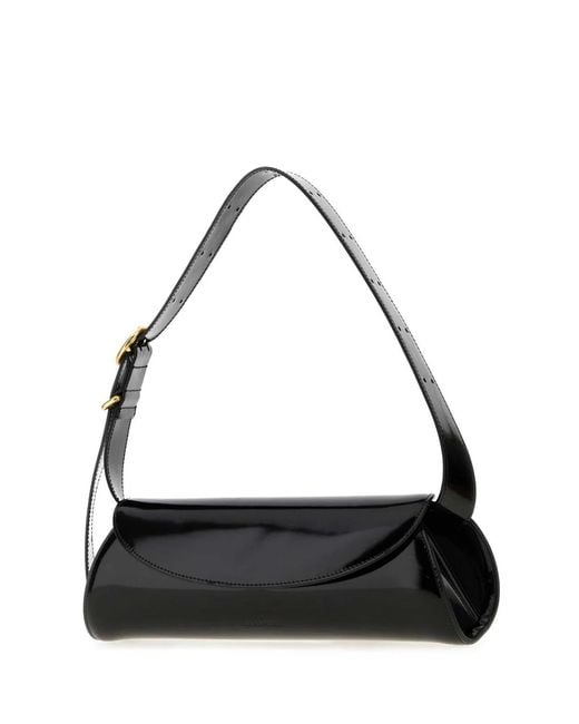 Jil Sander Black Leather Small Cannolo Shoulder Bag