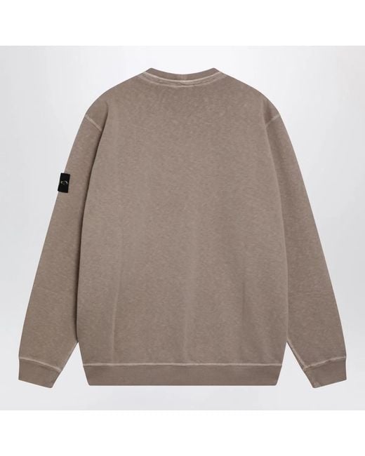 Stone Island Gray Crewneck Sweatshirt With Old Garmentdyed Treatment for men
