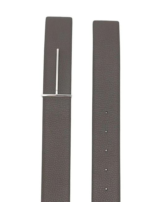Tom Ford Gray Soft Grain Leather Reversible Slim T Belt 38 Mm for men