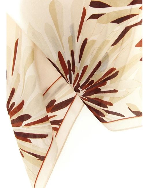 Brunello Cucinelli White 'Bloom Print' Scarf