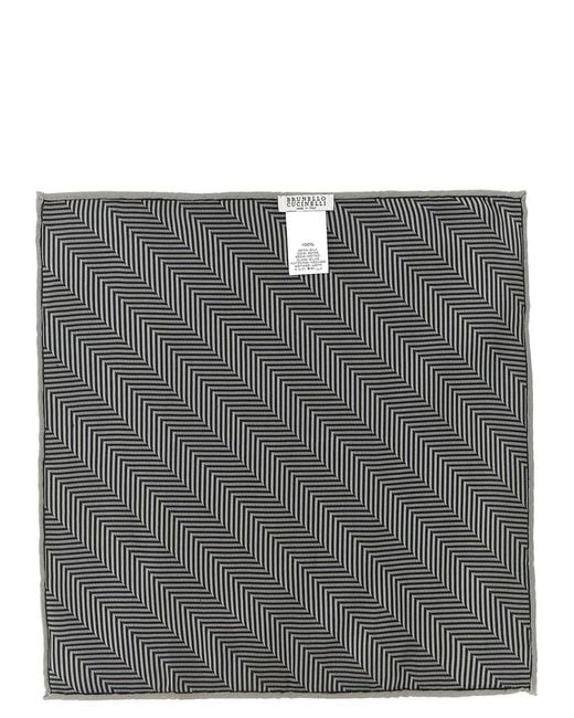 Brunello Cucinelli Gray Chevron Pocket Clutch for men