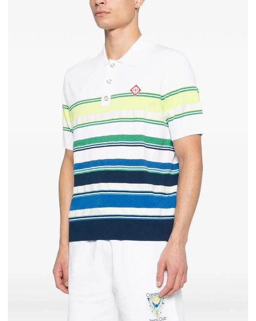 Casablanca Blue Striped Polo Shirt for men
