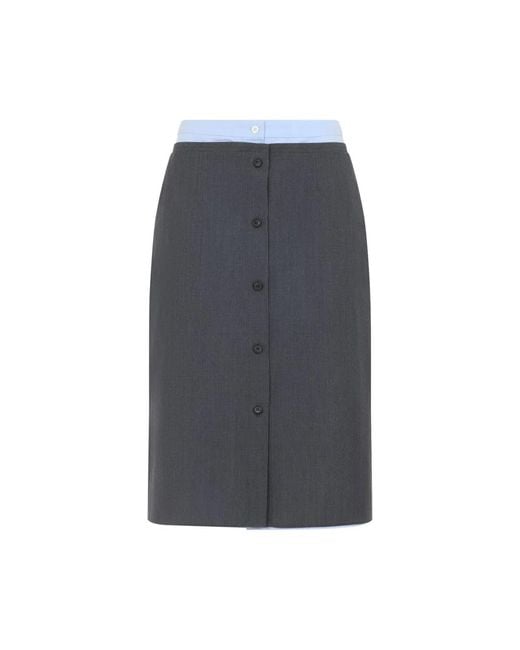 Prada Gray Ardesia Wool And Cotton Skirt