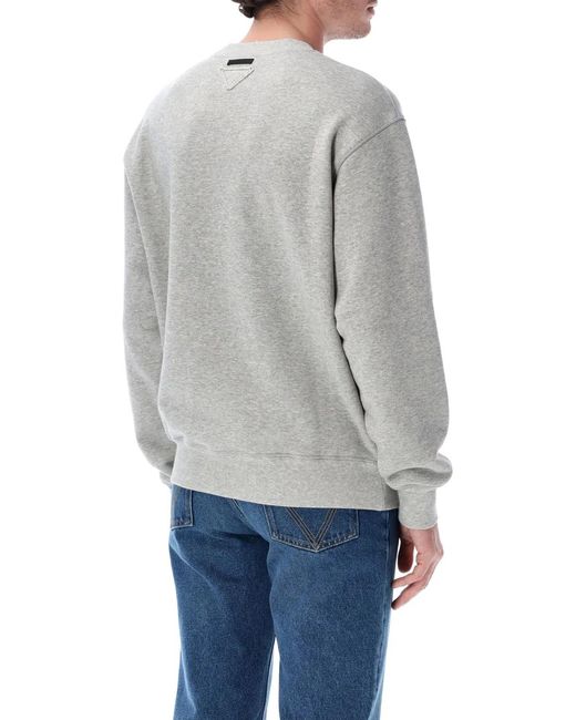 Prada Gray Logo Crewneck Sweatshirt for men