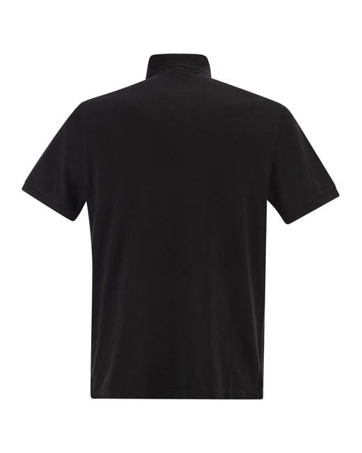 Stone Island Black Regular Fit Short-Sleeved Polo Shirt With Compass Patch for men