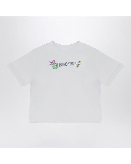 Burberry White Crew-Neck T-Shirt With Logo