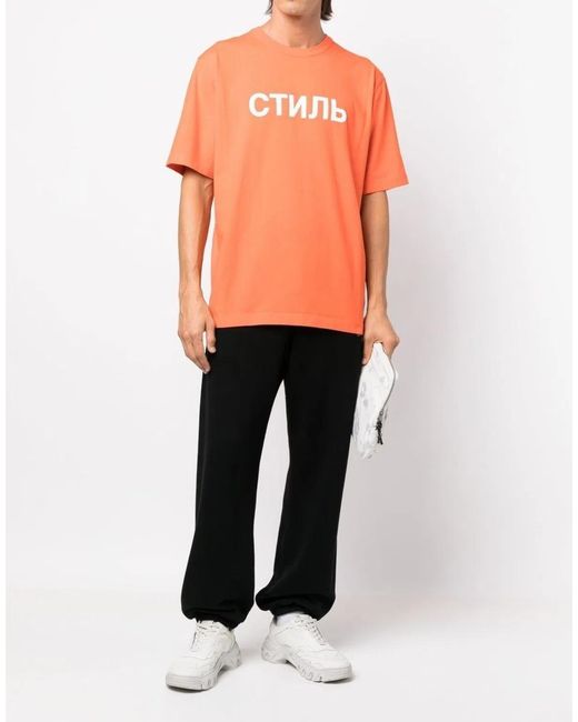 Heron Preston Orange Ctnmb Logo T-Shirt for men