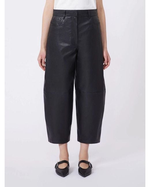Weekend by Maxmara Gray Leather Trousers