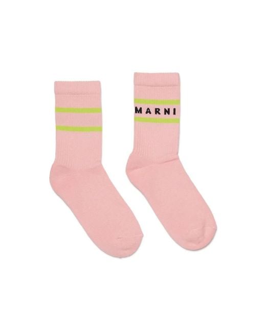 Marni Pink Socks With Logo