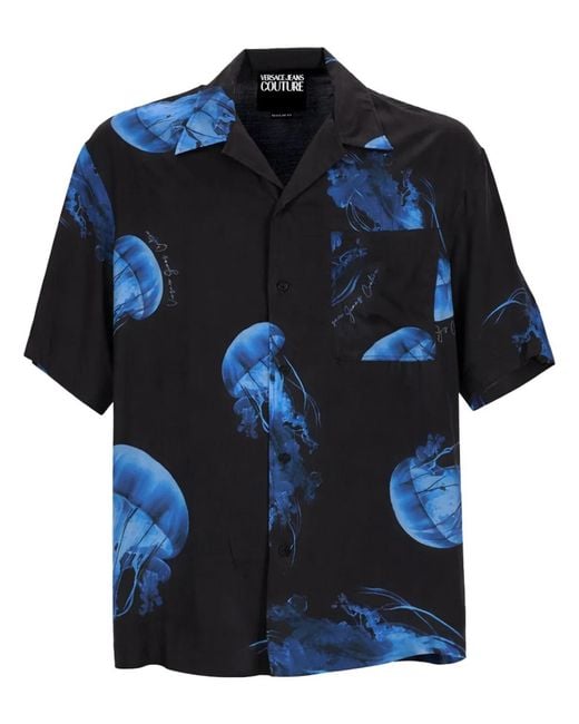 Versace Jeans Couture Blue Camicia Con Stampa for men