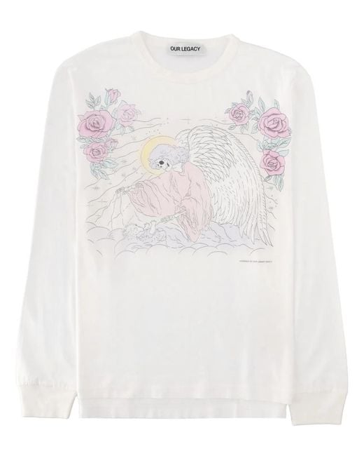 Our Legacy White T-Shirt Con Stampa for men