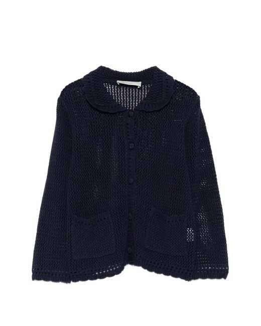 DUNST Blue Linen And Cotton Blend Cardigan