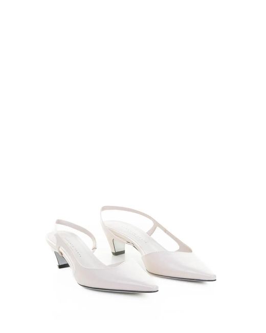 Roberto Festa White Brushed Leather Slingback Pumps