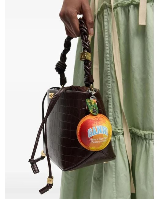 Ganni Orange Multicolour Recycled Leather Key Holders