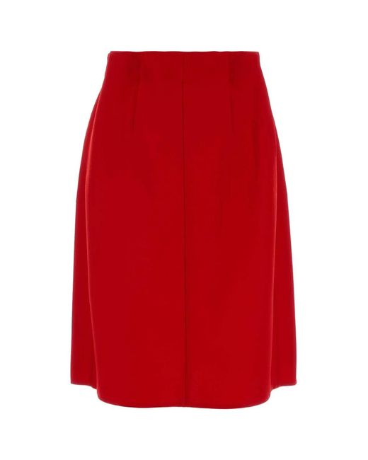 Prada Red Wool Skirt