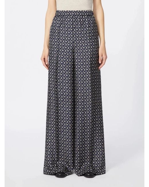 Max Mara Gray Paisley-Print Trousers