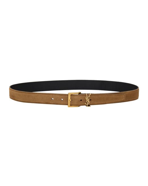 Saint Laurent White Cassandre Vadim Belt for men