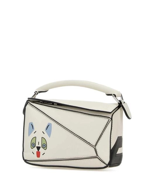 Loewe White Puzzle Futurist Cat Mini Bag
