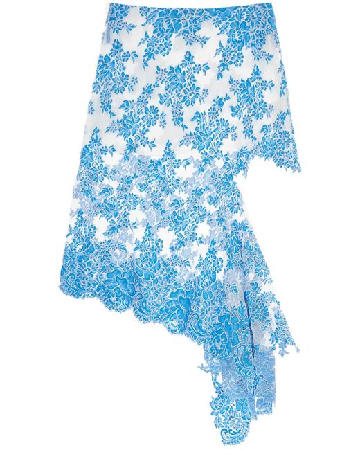 スカート CHRISTOPHER ESBER asymmetrical blue floral cotton lace skirt Christopher Esber Asymmetrical Floral Cotton Lace Skirt in