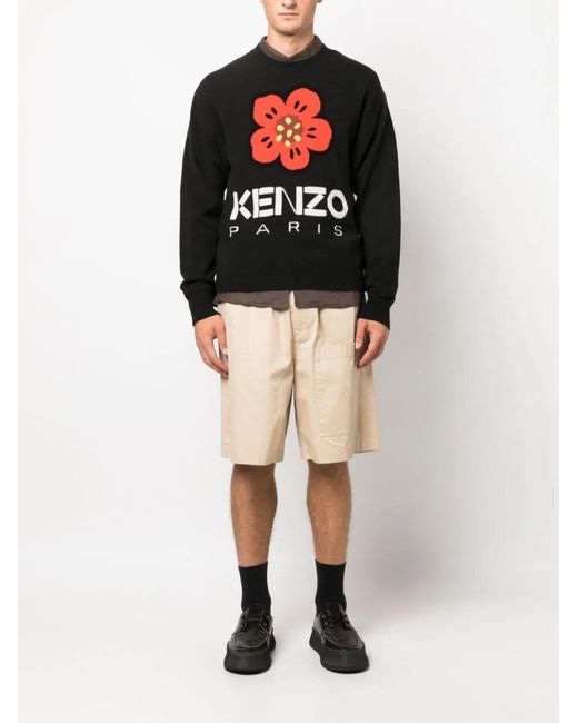 KENZO Black Jersey With Embroidery Boke Flower for men