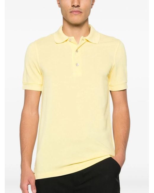 Tom Ford Yellow Cotton Blend Polo Shirt for men