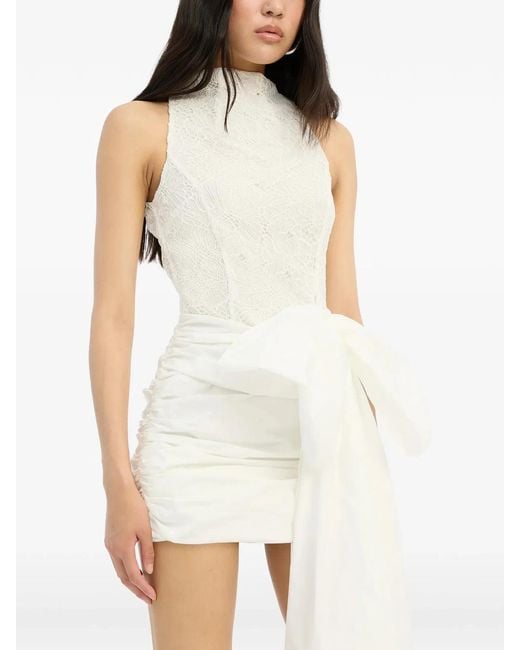 ROTATE BIRGER CHRISTENSEN White Lace Mini Bow Dress