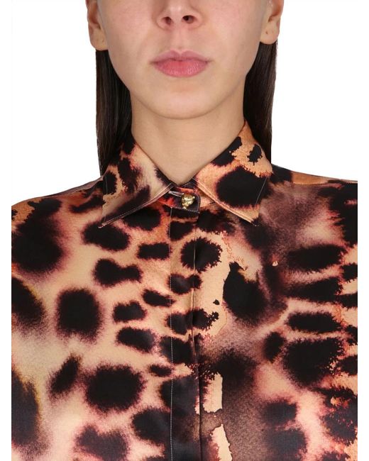 Roberto Cavalli Red Animal Print Shirt