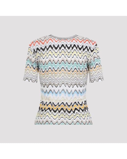 Missoni Blue Short-Sleeve Knit Top