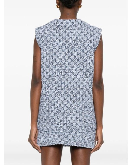 Gucci Blue Vest With Decorative Buttons