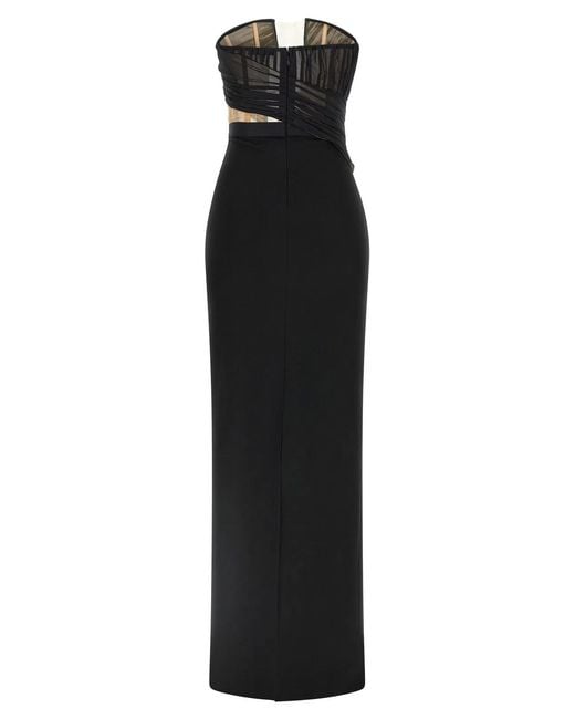 Nensi Dojaka Black 'Corsetted Draped Maxi' Dress