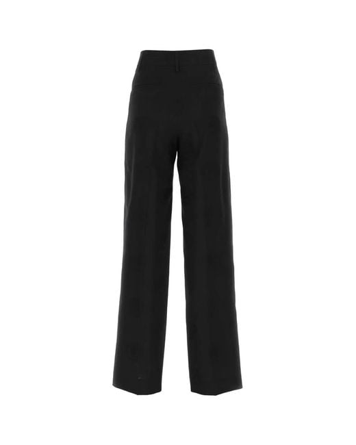 Burberry Black Wool Blend Wide-Leg Pant