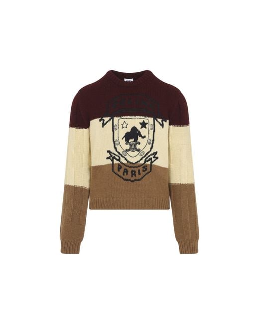 Céline Brown Burgundy Camel Sweater for men
