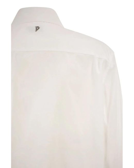 Dondup White Cotton Shirt With Pleated Bib Front