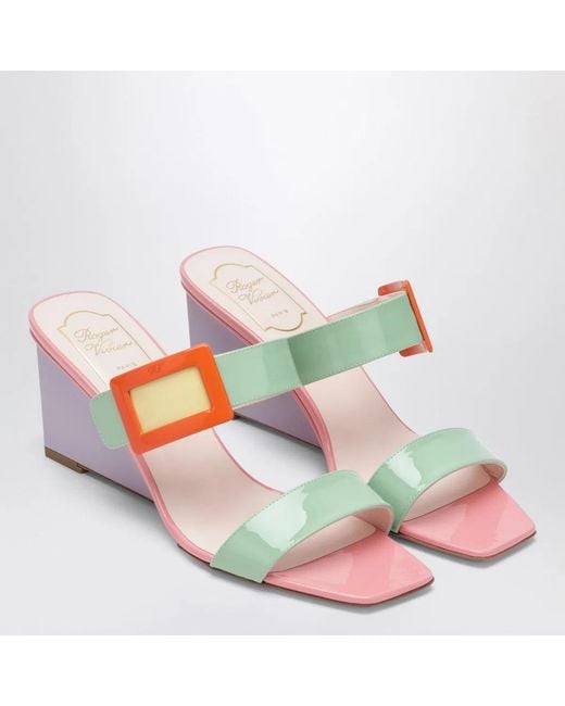 Roger Vivier Multicolor Belle Vivier Wedge Mules