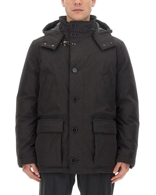 Fay Black Technical Fabric Caban for men