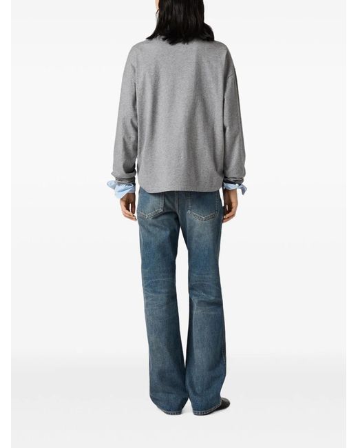 Miu Miu Blue Straight Leg Cotton Denim Five Pocket Jeans