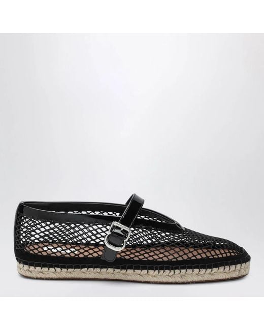 Alaïa Black Alaia Mesh And Patent Leather Espadrilles