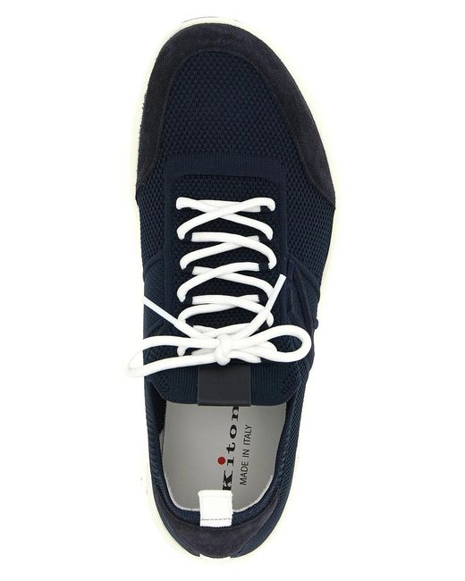 Kiton Blue Technical Cotton Sneakers for men